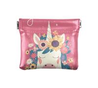 unicorns Peach Sunshine Women's Small Leather Change Purse Waterproof Organizing Pouches for Girls Women Ladies