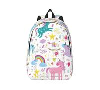 Unicorns Pink Canvas Backpack Travel Laptop Bag, Water Protection And Ergonomic Straps For College Work, Black, M