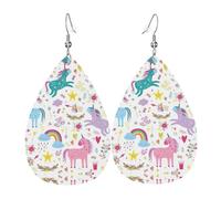 Unicorns Pink Drop Earrings For Women, Artistic Star Earrings, Contemporary Dangle Jewelry For Parties And Social