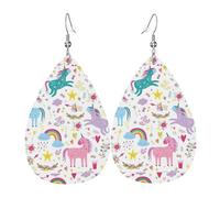 Unicorns Pink Gift Earrings For Women, Teardrop Shape Dangle Earrings, Fashion-Forward Drop Jewelry For Daily Wear