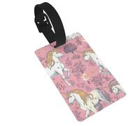 Unicorns Pink Luggage Tag PVC Travel Bag Tag with Strap ID Card Label for Suitcase Backpack Carry On Baggage Identifier