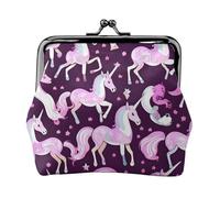 Unicorns Pink Print Compact Coin Purse Exquisite Kiss Lock Wallet Cute Mini Pouch Coins Cards Wallet