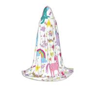 Unicorns Pink Print Hooded Cloak Teens Kids Adults Halloween Gothic Variety Carnival Cosplay Costume