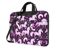 Unicorns Pink Print Laptop Bag, Padded Shoulder Strap, Simplifies Your Daily, Ideal For Business Trips, Black, 14 inch