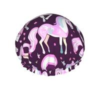 Unicorns Pink Print Shower Cap, Shower Cap for Women Reusable, Waterproof Bath Cap,Quick Drying Bath Hair Cap