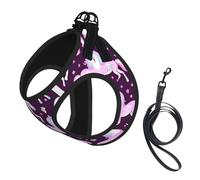 Unicorns Pink Print Soft Mesh Dog Harness and Leash Set Pet Puppy Cat Comfort Padded Vest No Pull Harnesses