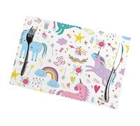 Unicorns Pink Print Table Mat Insulated Placemat Durable Family And Banquet Table Decoration