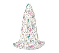 Unicorns Pink Print Teens Kids And Adults Hooded Cloak Wizard Gothic Robe Carnival Halloween Cosplay