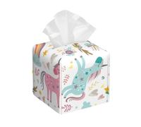Unicorns Pink Print Tissue Box Cover Square Waterproof Design for Bathroom Box Table Car and More