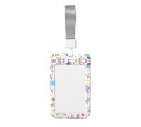 Unicorns Pink Printed Card Badge Holder with Neck Strap, Vertical Cards Holder Anti-Scratch and Easy-Scan, for Office