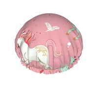 Unicorns Pink Printed Double-Layer Waterproof Shower Cap - Reusable Spa & Face Mask Bathing Hat for Travel, Home Care & Beauty Routine