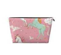 Unicorns Pink Printed Travel Cosmetic Bags with Silver Zipper Makeup Organizer Cosmetic Case Toiletry Bag for Women Mom Girls
