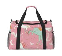 Unicorns Pink Printed Travel Duffel Bag, Large Capacity Carry On Hand Luggage Weekend Bag for Women Men Gym Weekend