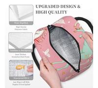 Unicorns Pink Prints Insulated Lunch Tote Bag with Black Zipper and Handle - Large Reusable Thermal Food Carrier for Office, School, Picnics & Hiking