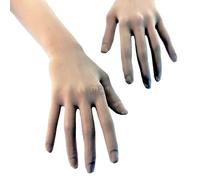 Unicorns Poop Glitter Nude Illusion Second Skin Sheer Seamless Gloves with Elastic Top Seam in Beige, Tan; Over Elbow; Unisex, Beige, One Size