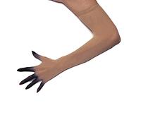 Unicorns Poop Glitter Nude Illusion Second Skin Sheer Seamless Gloves with Elastic Top Seam in Beige, Tan; Over Elbow; Unisex, Inked Tan, One Size