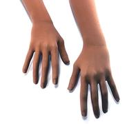 Unicorns Poop Glitter Nude Illusion Second Skin Sheer Seamless Stretch Gloves with Elastic Top Seam in Beige, Tan, Brown; Over Elbow; Women and Men, Tan, One size