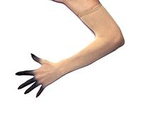 Unicorns Poop Glitter Nude Illusion Second Skin Sheer Seamless Stretch Gloves with Elastic Top Seam in Beige, Tan, Brown; Over Elbow; Women and Men, Inked Beige, One Size