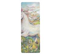 unicorns Running in The Meadow travel yoga mat packable for men printed, non slip, yoga mat towel non slip with bag tapete para ejercicio 71x26 inches