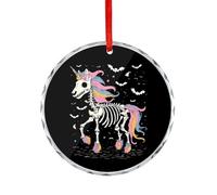 Unicorns Skeleton Rainbow Round Crystal Decoration Hanging Ornament Christmas Ornaments Funny for Xmas Home Party