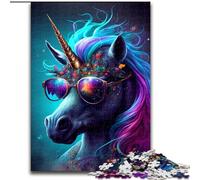 Unicorns with Glasses Puzzles for Adults 1000 Pieces, Fun Games Every Piece Is Unique - Challenging Family Fun Game (26x38cm)