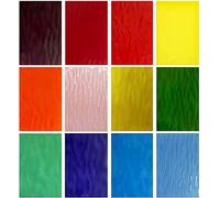 Unicoshape 12 Sheets Stained Glass Pack, 6" X 4" Cathedral Art Mosaic Glass Tiles for Crafts, Mixed Texture