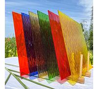 Unicoshape Mosaic Stained Glass Sheets 12” x 12”, 6-Pack (Total 5.8sf), Colorful Cathedral Art and Crafts Sheets for DIY Hobbyists and Projects, Assorted Colors, Easy to Cut and Design (Texture Mixed)