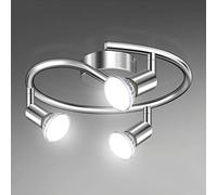 Unicozin LED Ceiling Light Rotatable, 3 Way LED Ceiling Spotlight, Chrome & Swivelling Design, Including 3 X 4W GU10 LED Bulbs (450LM, Cool White 6000K),for Kitchen, Living Room, Bedroom