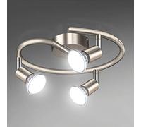 Unicozin Modern Rotatable 3 Way LED Ceiling Spotlight, Matt Nickel & Swivelling Design, Including 3 X 4W GU10 LED Bulbs (450LM, Cool White 6000K), for Bedroom, Living Room, Kitchen, Hallway, Balcony