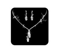 Unicra Bride Silver Bridal Necklace Earrings Set Crystal Wedding Jewelry Set Rhinestone Choker Necklace for Women and Girls