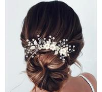 Unicra Bride Wedding Hair Comb Pearl Hair Accessories Flower Bridal Headpiece for Women and Girls