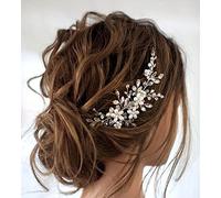 Unicra Bride Wedding Hair Comb Silver Flower Headpiece Combs Pearl Crystal Hair Accessories for Women and Girls