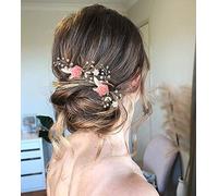 Unicra Bride Wedding Hair Pins Flower Headpiece Simple Elegant Silver Hair Accessories for Women and Girls Pack of 2