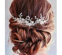 Unicra Bride Wedding Hair Pins Silver Flower Headpieces Bridal Hair Accessories for Women and Girls(Pack of 3)