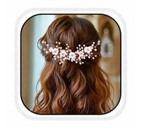 Unicra Bride Wedding Hair Vine Flower Hair Accessories Pearl Bridal Headpiece Hair Band for Women and Girls (Rose Gold)