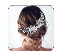 Unicra Bride Wedding Hair Vine Flower Headpiece Pearl Rhinestone Hair Accessories for Women and Girls (Silver)