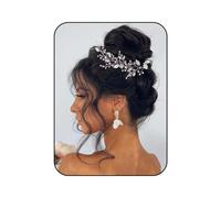 Unicra Bride Wedding Hair Vine Pink Rhinestone Flower Hair Accessories Silver Crystal Bridal Headband Headpiece for Women and Girls