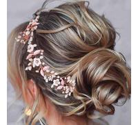 Unicra Bride Wedding Hair Vine Rose Gold Flower Hair Accessories Crystal Bridal Vines Headpiece for Women and Girls