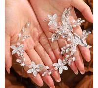 Unicra Butterfly Bride Wedding Hair Vine Silver Crystal Hair Accessories Pearl Bridal Headband Headpiece for Women and Bridesmaid