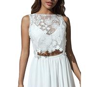Unicra Evening Lace Bolero Wedding Short Sleeve Shrug Flower Lace Topper Shrugs Crop Top Dress Cape Jacket for Women and Bride White