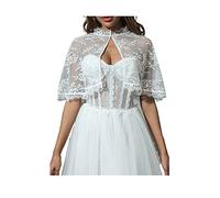 Unicra Evening Lace Dress Cape White Wedding Bolero Jacket Shrugs White Lace Bridal Crop Top Cape for Women and Bridesmaid