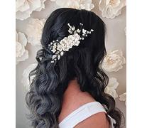 Unicra Flower Bride Wedding Hair Comb Sides Silver Hair Accessories Crystal Bridal Headpiece for Women and Bridesmaid