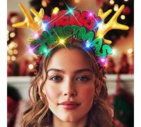 Unicra Light Up Christmas Headbands Reindeer Antlers Headband Xmas Hair Accessories for Women