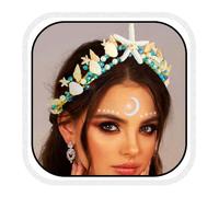 Unicra Mermaid Seashell Tiara Crown Starfish Hair Accessories Pearl bridal Headband for Women and Brides (Gold)