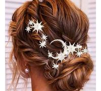 Unicra Star Rhinestone Wedding Hair Pins Moon Bride Hairpiece Silver Hair Accessories for Women and Brides (Pack of 5) (Silver, One Size)