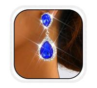 Unicra Teardrop Wedding Earrings Dark Blue Rhinestone Bridal Earrings Crystal Dangling Jewelry for Women and Brides (Dark Blue)