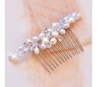Unicra Wedding Pearl Hair Comb Flower Hair Accessories with Crystal Bridal Side Combs Headpiece for Bride (Silver)