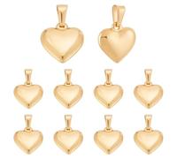 UNICRAFTABLE 10Pcs 304 Stainless Steel 3D Heart Charms Puffed Pendants Golden Love Heart Dangle Charms for Making Choker Necklace Bracelet Earrings Jewelry Making Finding