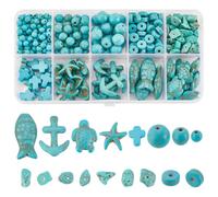 UNICRAFTALE 1 Box About 290Pcs Sea Turtle Blue Starfish Beads Round Synthetic Turquoise Bead Sea Star Tortoise Charms Cross Beads Summer Ocean Animal for Jewelry Making