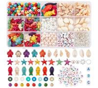 UNICRAFTALE 1 Box About 642Pcs Turtle Beads Starfish Beads Bohemian Style Natural Shell Charms Colorful Fish Beads Summer Ocean Sea Animal Bead Set Clay Beads for DIY Jewelry Making